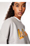 O Neck Printed Gray Women's Sweatshirt 251 Lcf 241005 Tila Gri̇ - 6