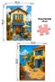 2 Pcs 1000 Piece Puzzle - Blue Door Coffee Shop and Bike by the Sea - 2
