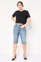 Women Super Washed Knee-Length Denim Shorts, Blue - 4