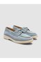 Renavex Monamae 100% Genuine Leather Blue Suede Women's Casual Boat Shoes - 2