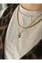 Set of 2 Necklaces |   Zircon Stone Square Gold Elegant Necklace and Gold Italian Snake Chain - 2