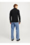 High Collar Regular Fit Black Men's Sweater 12258473_Jjpannel Knit Half Zip Aw2 - 5