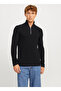 High Collar Regular Fit Black Men's Sweater 12258473_Jjpannel Knit Half Zip Aw2 - 4