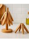 Set of 4 Bamboo Tree Trivets with Stand Heat Resistant Cup and Pot Bottom Folding Trivets - 5