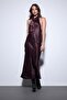 Burgundy Satin Midi Skirt - 2