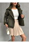Zippered Leather Coat - Khaki | |   F1513 - 4