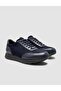 100% Genuine Leather Navy Blue Men's Suede Detailed Sports Shoes - 2