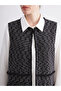 Black Crew Neck Patterned Women's Vest - 3