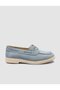 Renavex Monamae 100% Genuine Leather Blue Suede Women's Casual Boat Shoes
