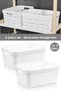 2-Piece Perforated Decorative Pyramid Storage Box - Closet Organizer Organizer Box 10.8 Lt White