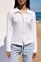 Ecru Polo Neck Buttoned Stretchy Knitted Blouse Twoaw26Bz00201 - 3