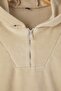 Bej Kapüşonlu Kalın Polar Örme Büyük Beden Sweatshirt TBBAW23AO00064 - 6