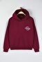 Burgundy Back Print Detailed Hooded Thick Inside Fleece Knitted Large Size Sweatshirt Tbbaw26Ao00004 - 5
