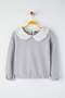 Gri Kız Çocuk Pamuklu Bebe Yaka Kalın Şardonsuz Örme Sweatshirt TKDAW26SW00048 - 2