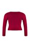 Bordo Teen Kontrast Biye Detaylı Fitted/Vücuda Oturan Fermuarlı Yaka Esnek Örme Bluz TBBAW26AF00041 - 8