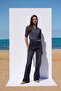 More Sustainable Siyah Rejeneratif Pamuk Normal Bel Wide Leg Jeans TWOAW26JE00219