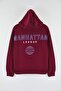Burgundy Back Print Detailed Hooded Thick Inside Fleece Knitted Large Size Sweatshirt Tbbaw26Ao00004 - 8