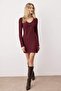 Burgundy Plain Asymmetric Bodycone/Fitted Buttoned Short/Mini Knitted Dress Twoaw26El00170