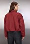Bordo Oversize Kalıp Süet Bomber İnce Ceket Mont TWOAW26MO00125 - 5