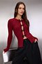 Bordo Premium/Özel İplikli Fitted/Vücuda Oturan Aksesuar Detaylı Triko Hırka TWOAW26HI00201