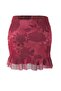 Bordo Çiçekli Mini Örme Büyük Beden Etek TBBAW26AZ00019 - 8