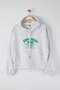 Gri Melanj Kapüşonlu Puff Baskılı Geniş Kalıp Crop Boy Örme Büyük Beden Sweatshirt TBBAW26AO00027 - 5