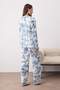 Mavi-Çok Renkli Baskılı Bağlama Detaylı Viskon Dokuma Pijama Takımı THMAW26PT00148 - 4