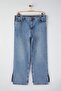 Mavi Yüksek Bel Yırtmaçlı Beli Lastikli Fermuar Detaylı Büyük Beden Jeans TBBAW26CJ00009 - 5