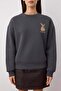 Antrasit Animal Nakışlı Regular/Normal Kalıp Kalın İçi Polarlı Örme Sweatshirt TWOAW24SW00196 - 3