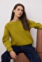 Yağ Yeşili Relaxed/Rahat Kalıp Basic Reglan Kol Bisiklet Yaka Örme Sweatshirt TWOAW24SW00104 - 2