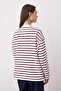 Ekru Çizgili Oversize/Geniş Kesim Bisiklet Yaka İnce Örme Sweatshirt TWOAW23SW00326 - 8
