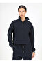 High Collar Plain Navy Blue Women's Sweatshirt 251 Lcf 241014 Vegas Navy Blue - 3