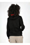 Hooded Collar Plain Black Women's Sweatshirt 251 Lcf 241012 Case Black - 2