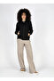 Hooded Collar Plain Black Women's Sweatshirt 251 Lcf 241012 Case Black