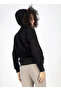 Hooded Collar Plain Black Women's Sweatshirt 251 Lcf 241012 Case Black - 3