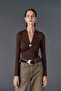 V-Neck Buckle Detailed Blouse