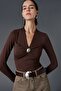 V-Neck Buckle Detailed Blouse - 3
