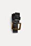 Leather Belt Black with Gold Square Buckle