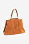 Women's Genuine Leather Hand and Shoulder Bag with Zippered Removable Inner Pocket Ornis Tan Suede - 5