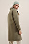 Women's Khaki Single Button Double Pocket Lined Stylish Cashmere Coat Hzl23W-Bd190851 - 4