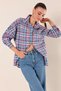 Women's Emerald Tile White Stripe Checked Plaid Shirt HZL22W-BD1201451 - 4