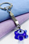 Navy Blue Glass Turtle Figured Evil Eye Bead Keychain, Gift Evil Eye Beaded Bag Ornament - 7