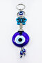Navy Blue, Butterfly Figured Handmade Glass Evil Eye Beaded Keychain - 3