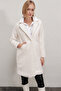 Women's Bone Single Button Double Pocket Lined Boucle Cashmere Coat Hzl22W-Bd190821 - 6