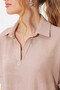 Beige Polo Neck Wide Cut Women's Knitted Blouse - HZL24S-BD104861 - 3