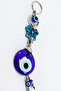 Navy Blue, Butterfly Figured Handmade Glass Evil Eye Beaded Keychain - 7