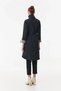 Women's Navy Blue Pocket Detailed Drawstring Waist Lined Long Trench Coat HZL23W-BD158081 - 8