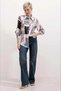 Women's Light Beige Patterned Lightweight Flowy Satin Surface Shirt Hzl24S-Bd1202441 - 2