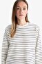 Regular Fit Crew Neck Long Sleeve Striped Tunic G0378Ax25Au - 4