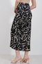 Women's Black Cream Leaf Patterned Elastic Waist Slit Long Skirt HZL24S-BD1180081 - 5